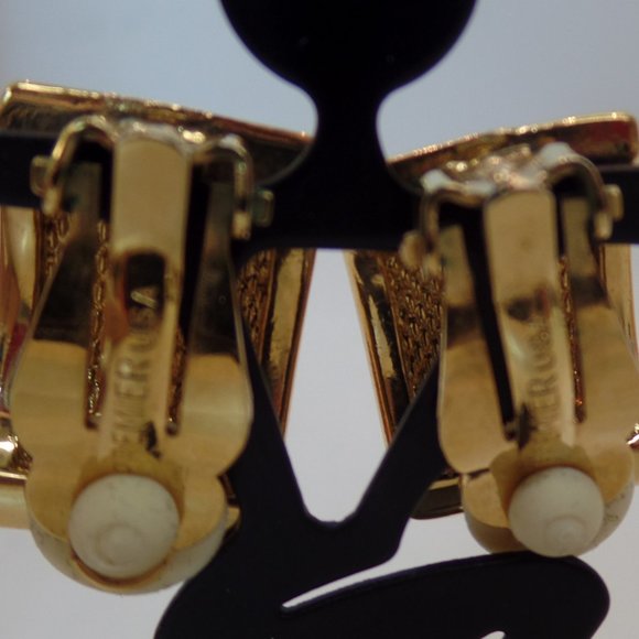 Vintage, Gold & Silvertone  Clip On Earrings by Premier USA. - Picture 12 of 12